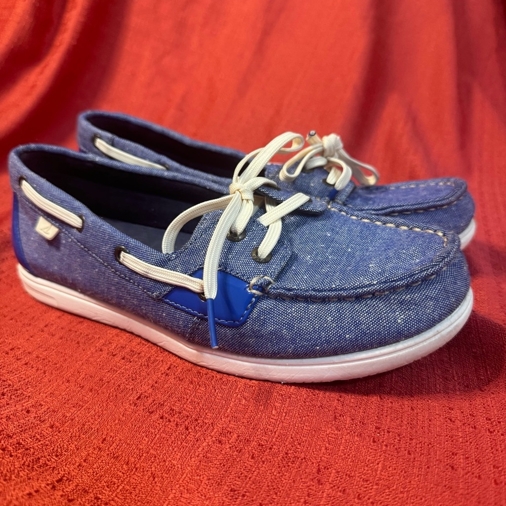 SPERRY Shoresider Blue Boat Shoes, Women’s Size 8,‎ EUC